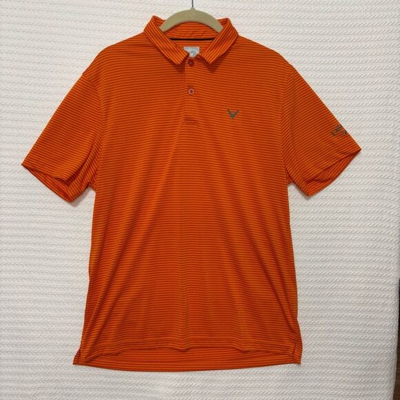 Callaway Men’s Orange Striped Opti-Dry Polo Golf Short Sleeve Shirt, Sz Medium - Picture 1 of 8